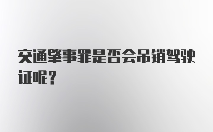 交通肇事罪是否会吊销驾驶证呢？