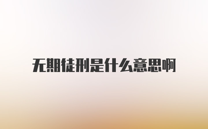 无期徒刑是什么意思啊