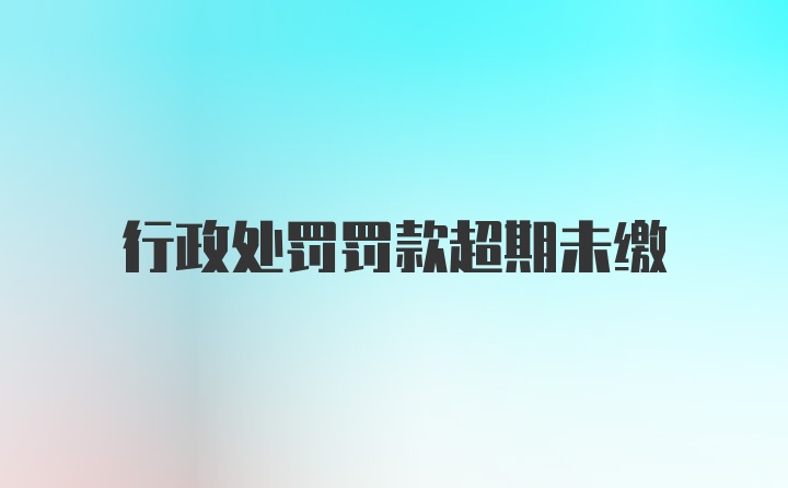 行政处罚罚款超期未缴