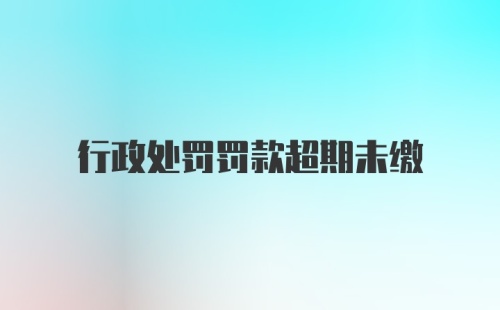 行政处罚罚款超期未缴