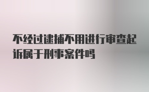 不经过逮捕不用进行审查起诉属于刑事案件吗