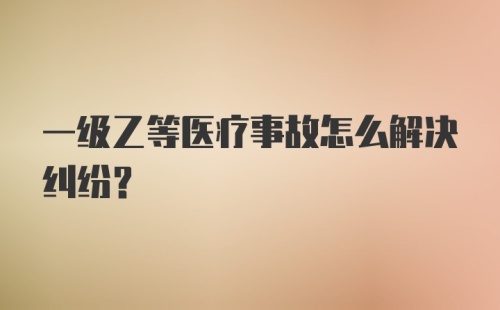 一级乙等医疗事故怎么解决纠纷？