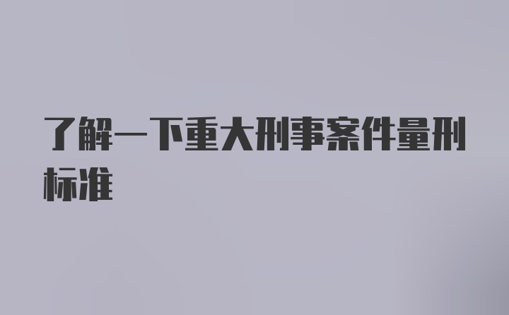 了解一下重大刑事案件量刑标准