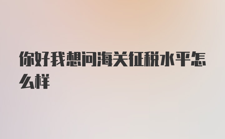 你好我想问海关征税水平怎么样