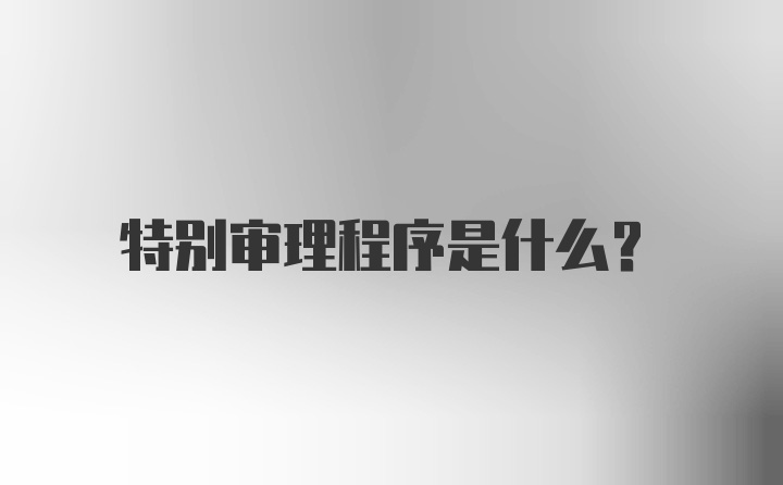 特别审理程序是什么？