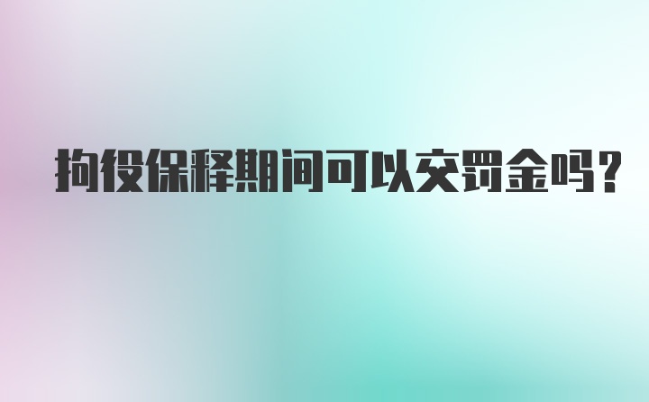 拘役保释期间可以交罚金吗？