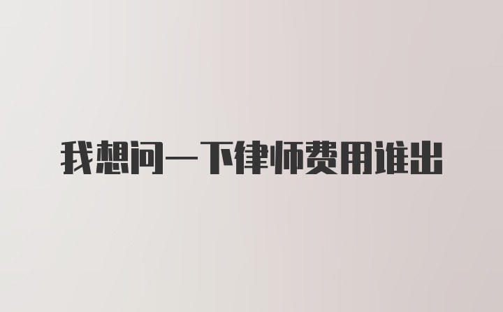 我想问一下律师费用谁出