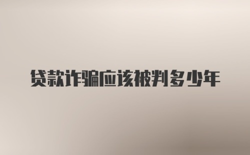 贷款诈骗应该被判多少年