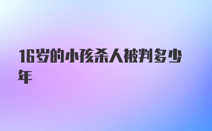 16岁的小孩杀人被判多少年