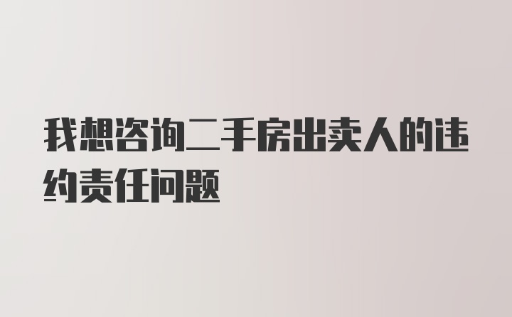 我想咨询二手房出卖人的违约责任问题