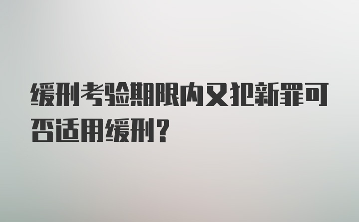 缓刑考验期限内又犯新罪可否适用缓刑？