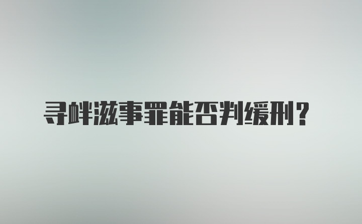 寻衅滋事罪能否判缓刑?