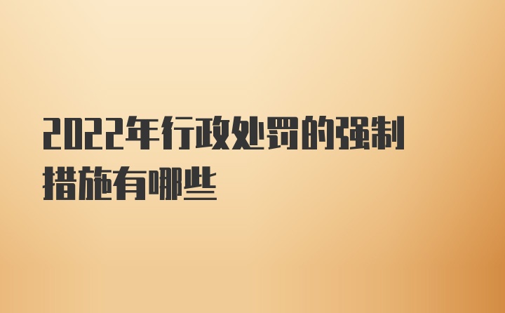 2022年行政处罚的强制措施有哪些