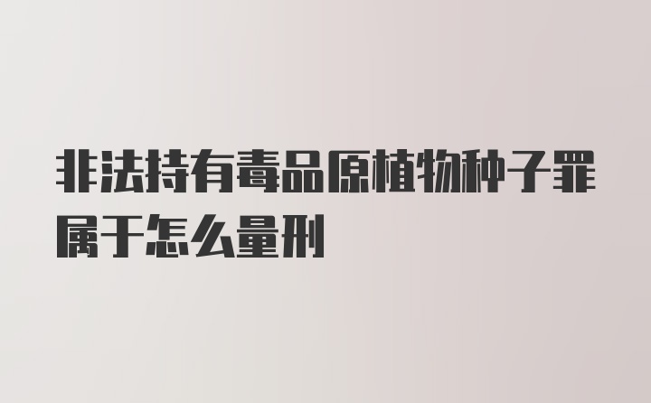 非法持有毒品原植物种子罪属于怎么量刑