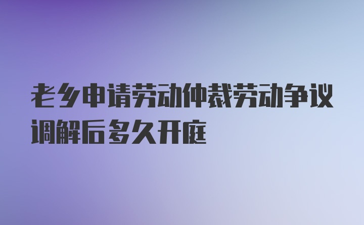 老乡申请劳动仲裁劳动争议调解后多久开庭