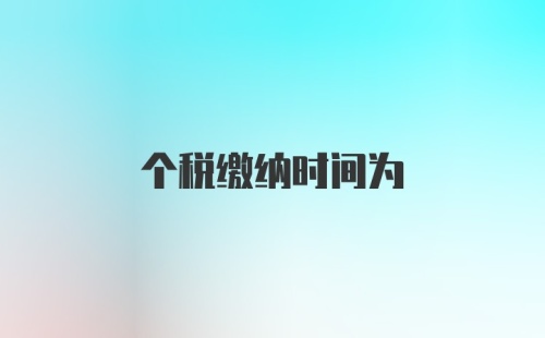 个税缴纳时间为