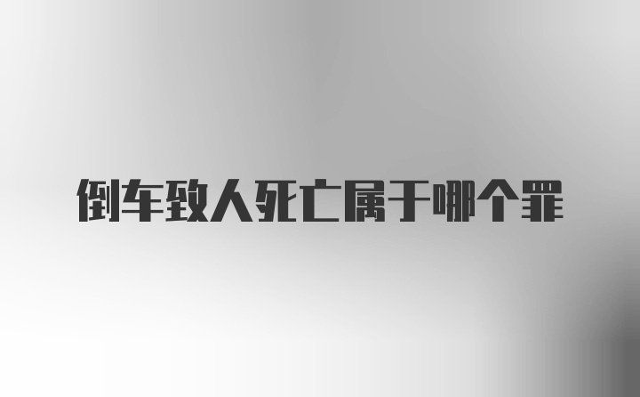 倒车致人死亡属于哪个罪