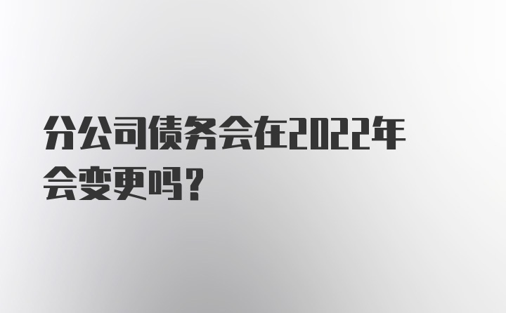 分公司债务会在2022年会变更吗?