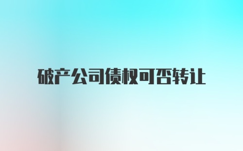 破产公司债权可否转让