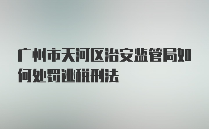 广州市天河区治安监管局如何处罚逃税刑法