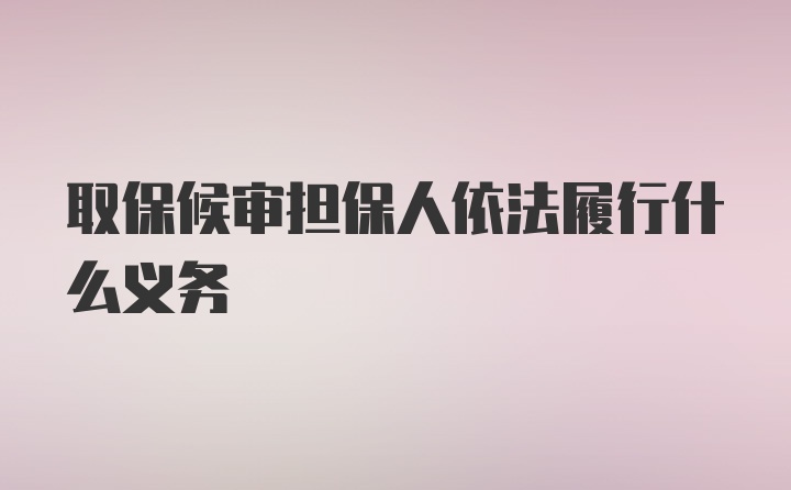 取保候审担保人依法履行什么义务