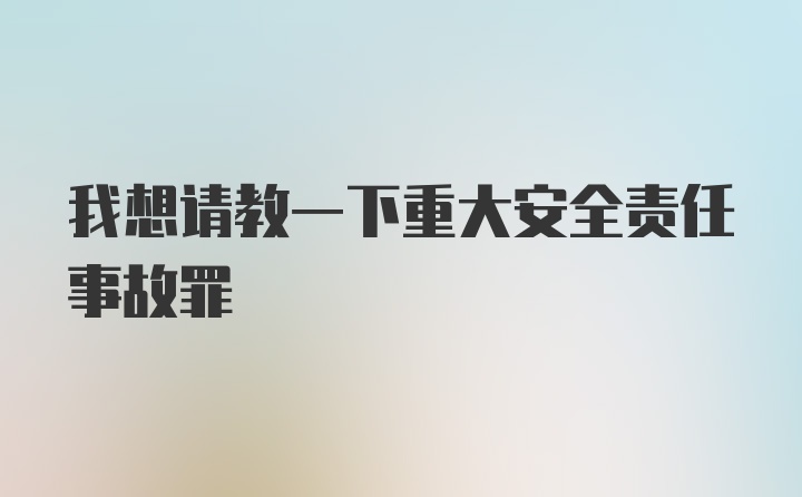 我想请教一下重大安全责任事故罪