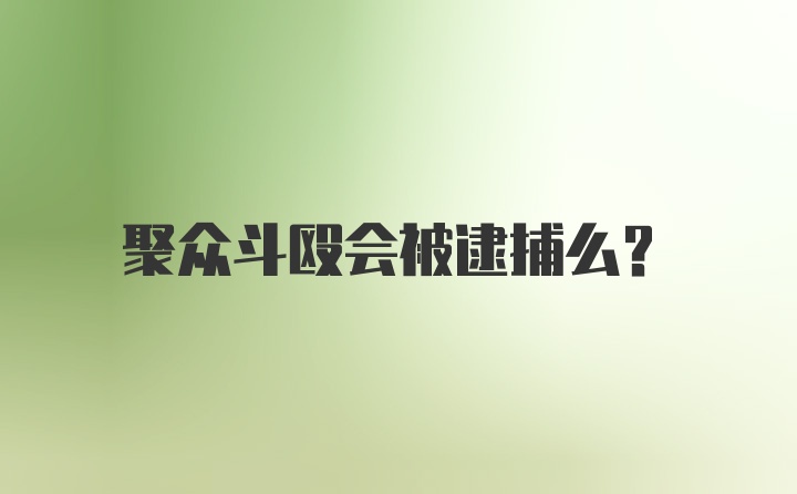 聚众斗殴会被逮捕么？