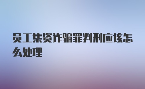 员工集资诈骗罪判刑应该怎么处理