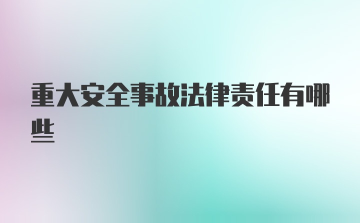 重大安全事故法律责任有哪些