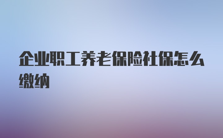 企业职工养老保险社保怎么缴纳