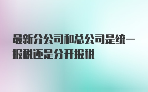 最新分公司和总公司是统一报税还是分开报税