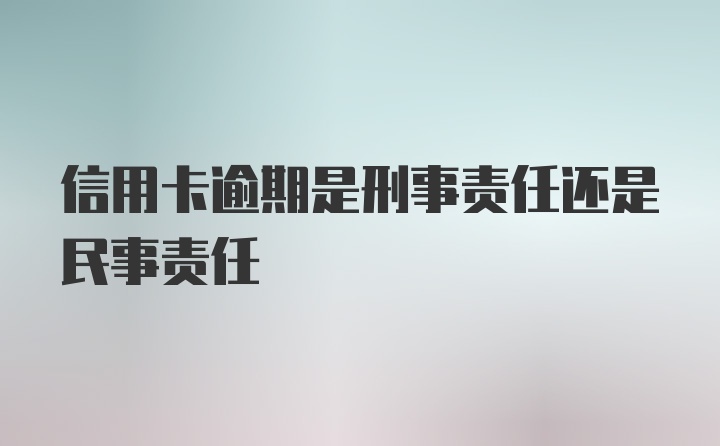 信用卡逾期是刑事责任还是民事责任