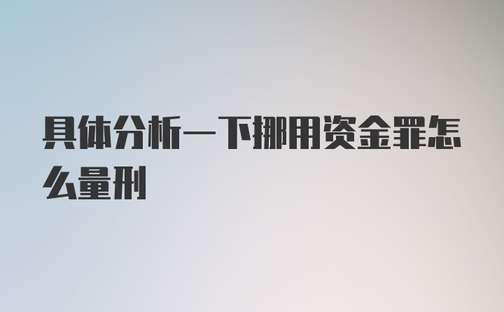 具体分析一下挪用资金罪怎么量刑