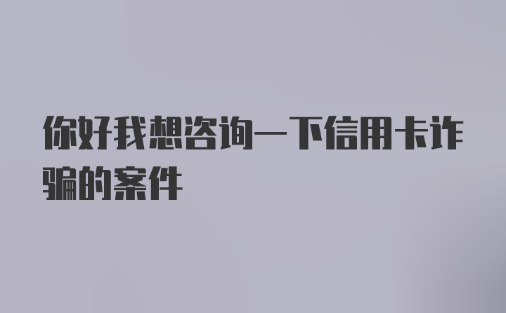 你好我想咨询一下信用卡诈骗的案件