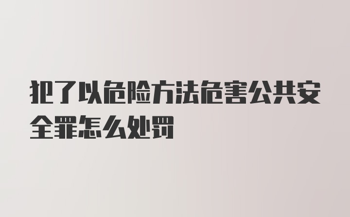 犯了以危险方法危害公共安全罪怎么处罚