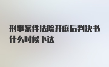 刑事案件法院开庭后判决书什么时候下达