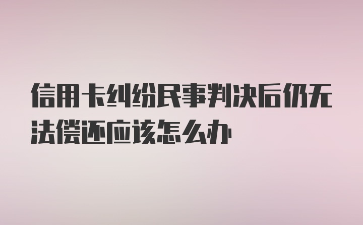 信用卡纠纷民事判决后仍无法偿还应该怎么办