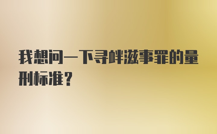 我想问一下寻衅滋事罪的量刑标准？