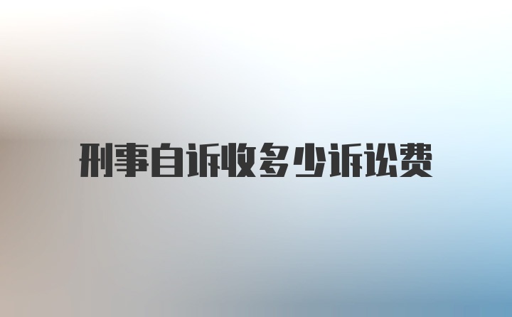 刑事自诉收多少诉讼费