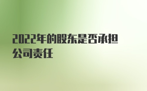 2022年的股东是否承担公司责任