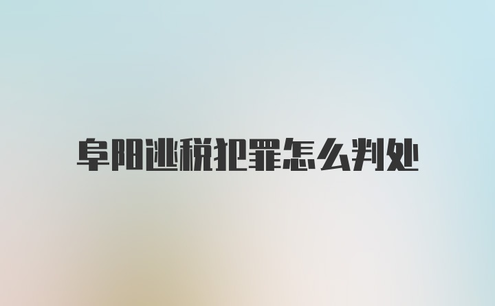 阜阳逃税犯罪怎么判处