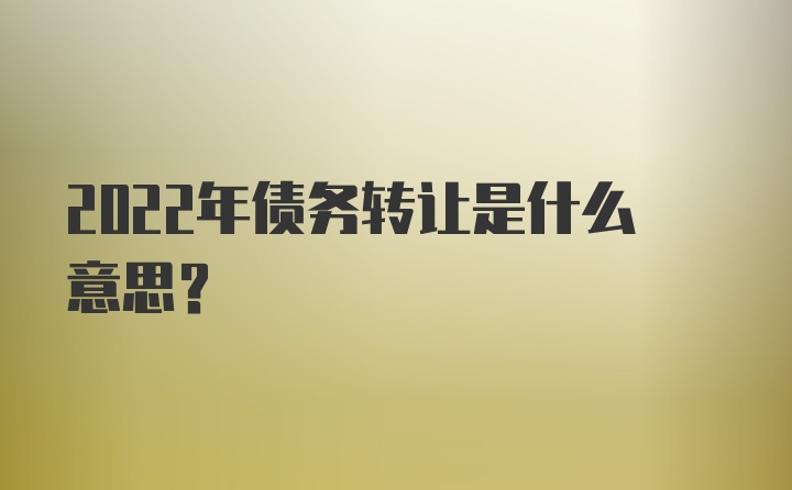 2022年债务转让是什么意思？