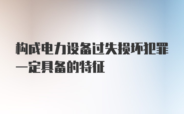 构成电力设备过失损坏犯罪一定具备的特征