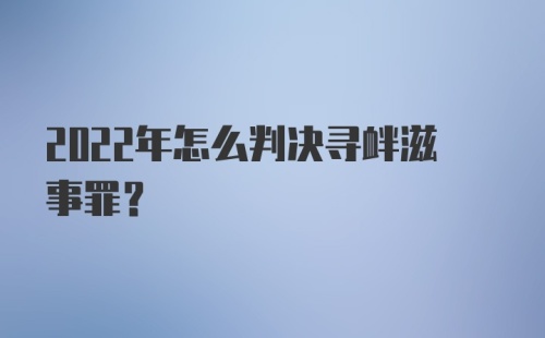 2022年怎么判决寻衅滋事罪？