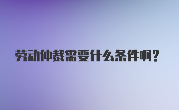 劳动仲裁需要什么条件啊？