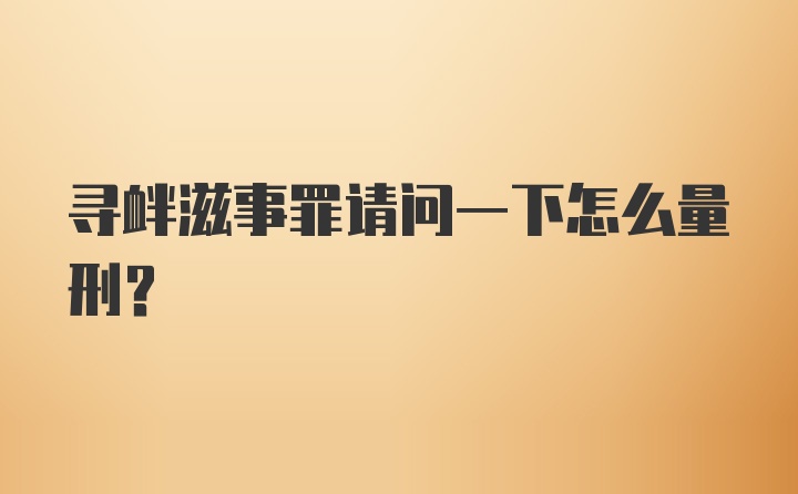 寻衅滋事罪请问一下怎么量刑？