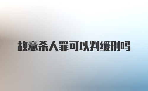 故意杀人罪可以判缓刑吗