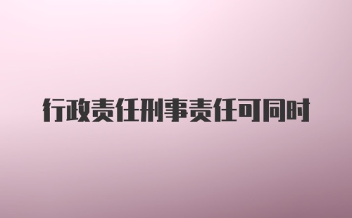 行政责任刑事责任可同时