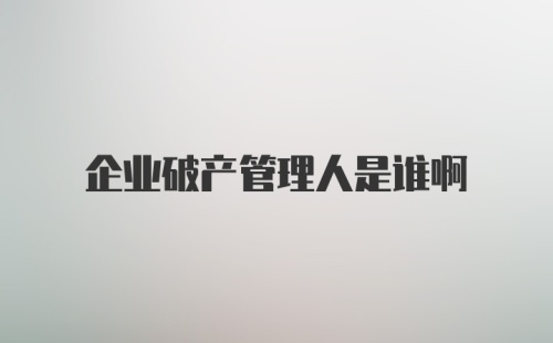 企业破产管理人是谁啊