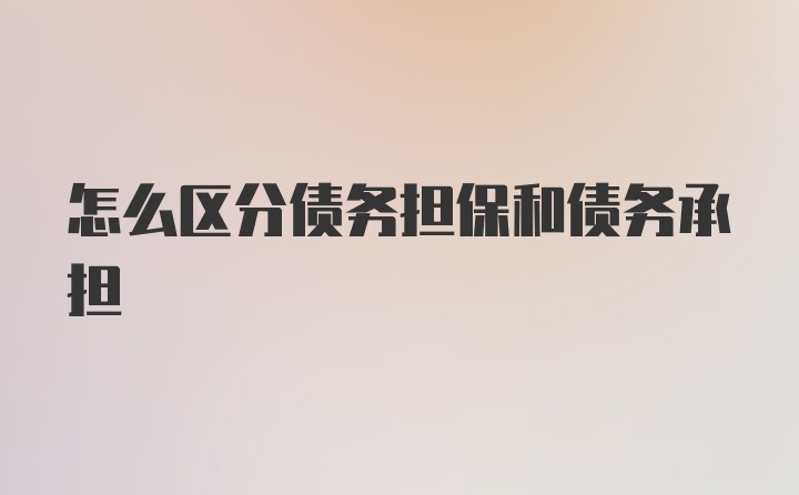 怎么区分债务担保和债务承担